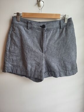 LOFT Cotton/Linen Blend Gray Tailored Cuffed Shorts